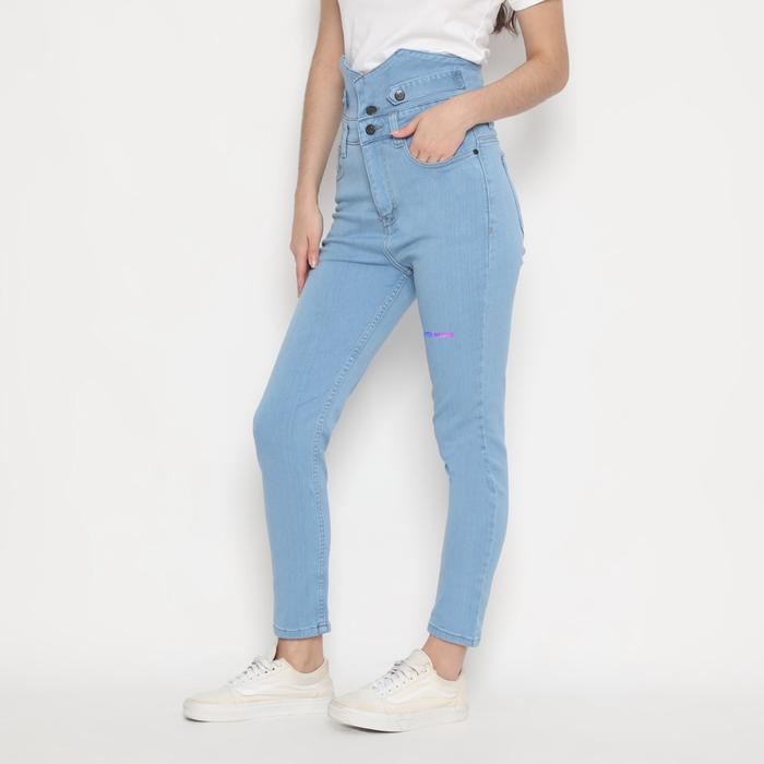 Skinny Hh Waist Active Celana Panjang Jeans Wanita E01 All Ue Cream Hitam Navy Katun