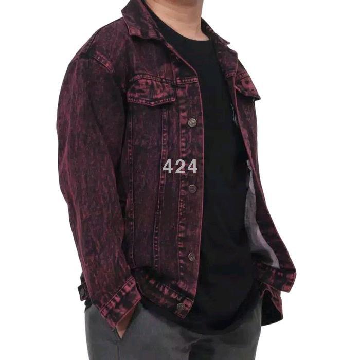Jaket Jeans Pria 424 Warna Sandwash Marron Biowosh Hitam Mustrad Army Hitam Marron Bahan Denim Sandw