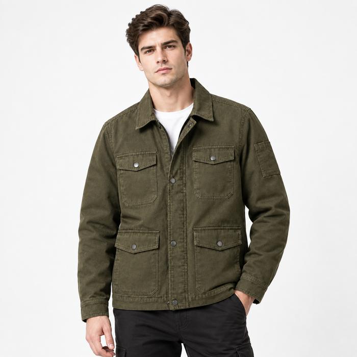 Levis Jaket Utility Kanvas Premium Pria Tebal Keren Semi Parka Kancing Vintage Casual Polos Original