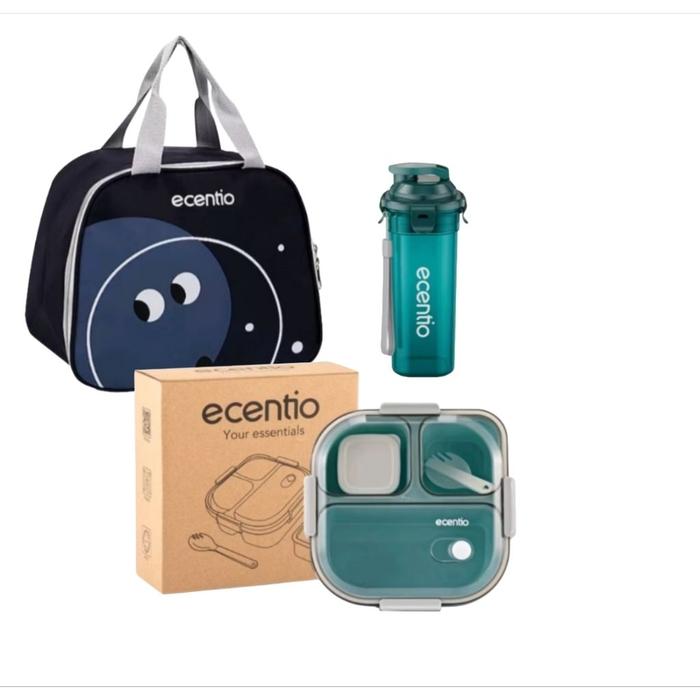Lunch Box Ecentio 3skat Blue Kotak makan Bekal Tempat makan Ecentio 3skat + Lunch Bag Tas Bekal Kota
