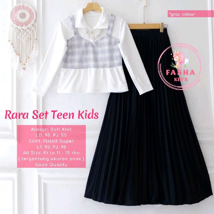 Rara Set Rok Teen Remaja Setelan Anak Remaja Usia 11-15 Tahun Motif Keren Bahan Atasan Soft Knit + R