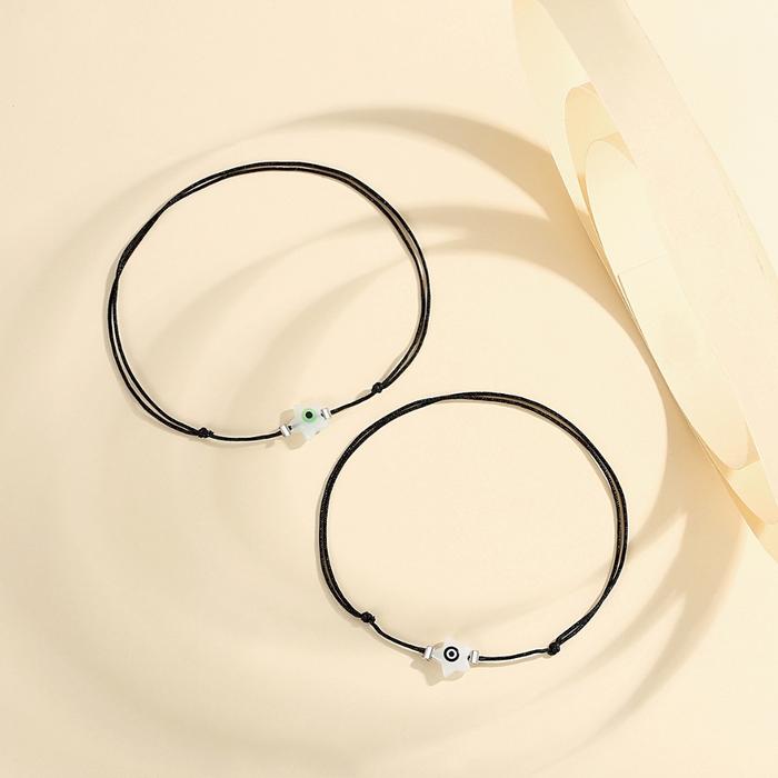 AZ336 Lanme Jewelry Gelang Sehari-Hari Wanita Bintang Tali Hitam Gelang Murah Fashion Aksesoris