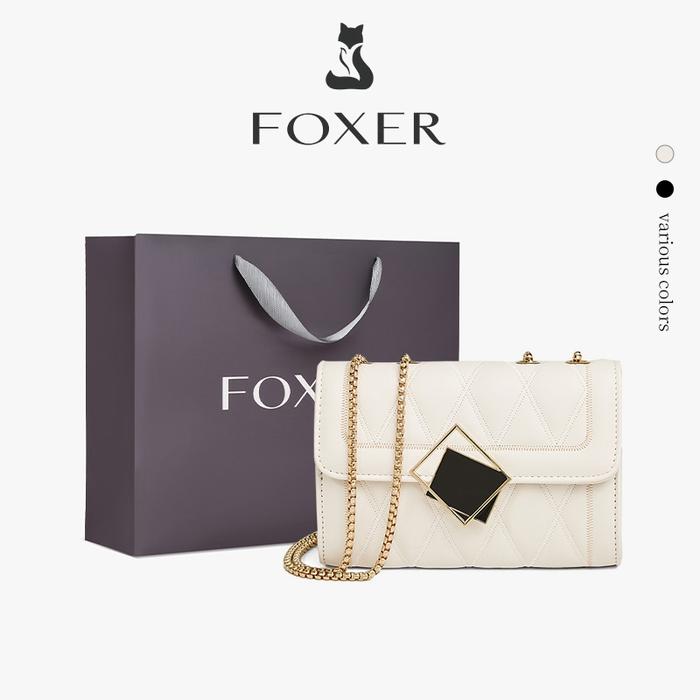 FOXER Tas Bahu Rantai Simpel Sehari-hari  Tas Selempang Wanita Anak Muda Tas Wanita Tali Panjang