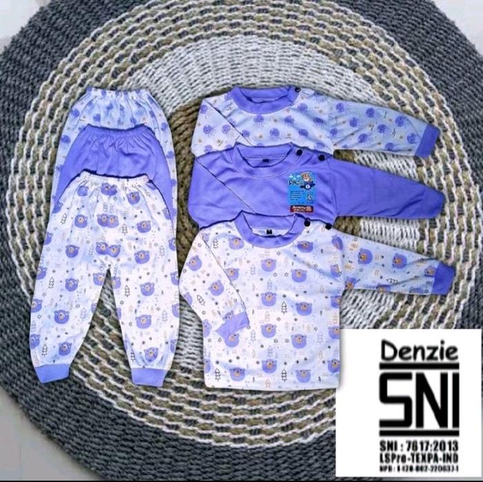 DENZIE - 3 Set Oblong Bayi Lengan Panjang Seri Lilac Usia 3-8 Bulan Motif Karakter & Polos Laki-Laki