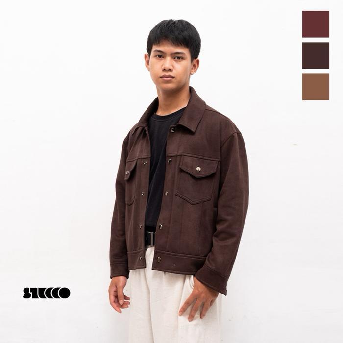 STUCCO| Luther Trucker Jacket Premium Suede | Jacket Pria/Wanita | Dk brown