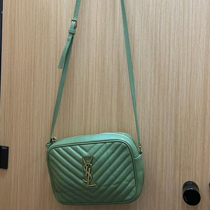 camera bag  asli hijau kulit ringan
