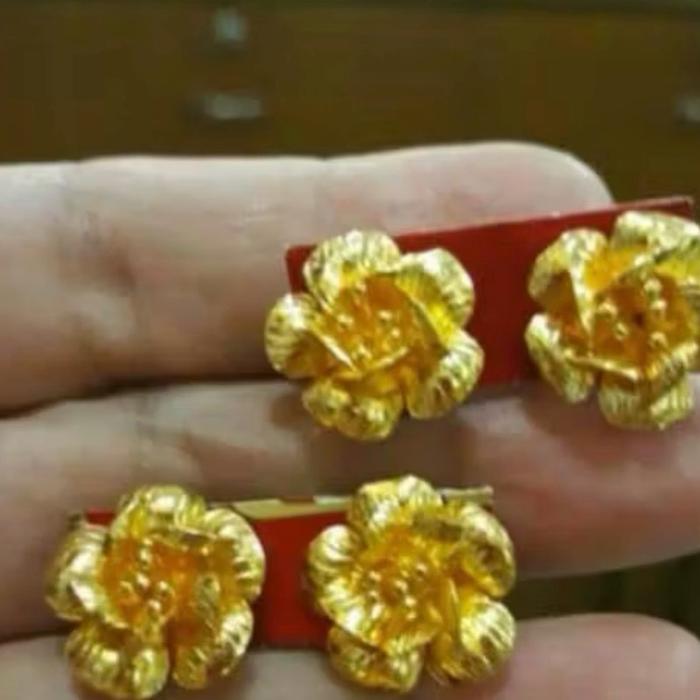 Anting bunga mawar replika emas LM