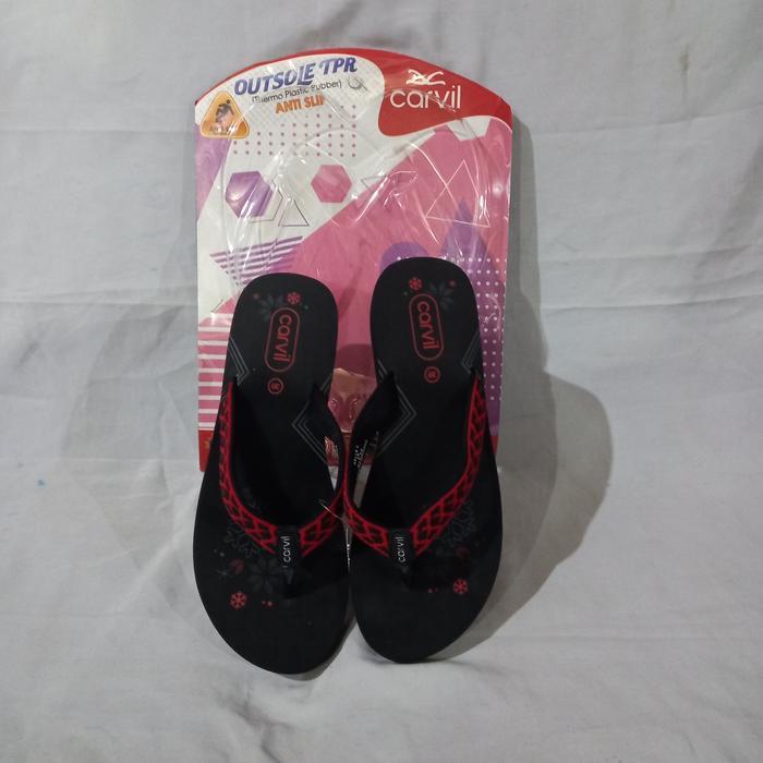 Sandal Jepit Wanita Carvil Della-L Blk/Red