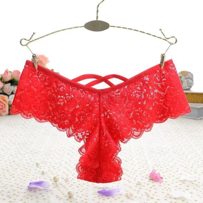 Celana Dalam Wanita Lace Thong Seamless G String Brief Transparan 5C151
