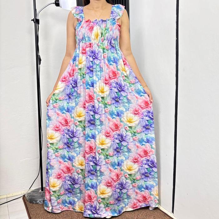 MedianDaster-Ayla Long Dress / Dress Pantai / Dress Bumil / Dress busui Rayon Super Digital
