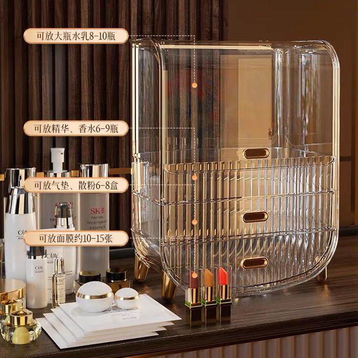 Malta Rak Kosmetik Skincare Organizer Anti Dust / Rak Kosmetik Gold Acrylic