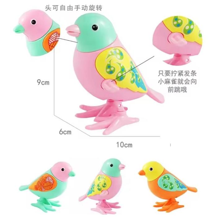 Mainan Burung Plastik Angin Burung Pipit Kecil Lucu Mainan Hewan Burung Musim Semi untuk Anak-anak