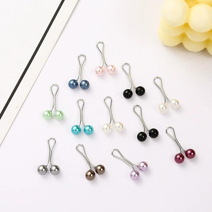 PROMO!! 12Pcs/Set Tuspin Dagu Hijab GROSIR Klip Jilbab Mutiara Brooch Pearl Pin Tetap Jilbab STOK TE