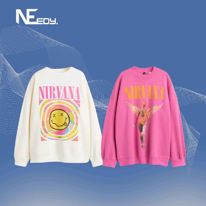 Crewneck HM Nirvana Smile Rainbow/ Nirvana Pink