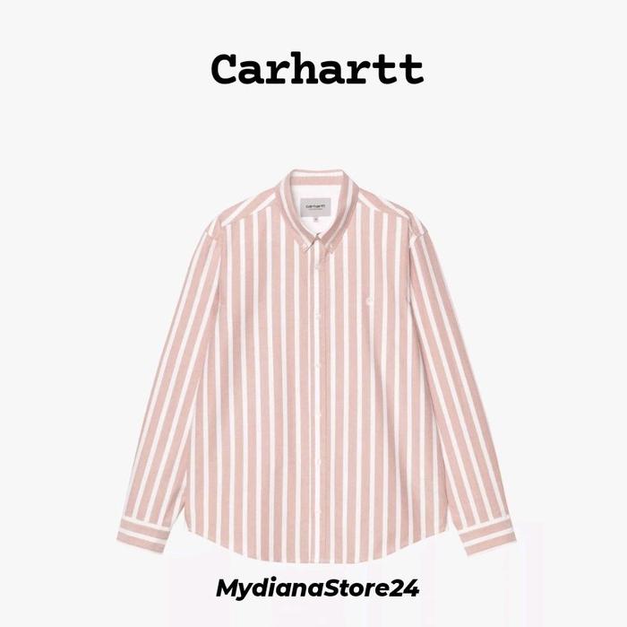 CARHARTT - CARHARTT WIP L/S DEVEN SHIRT   - DEVEN STRIPE, OXIDE RED / WHITE