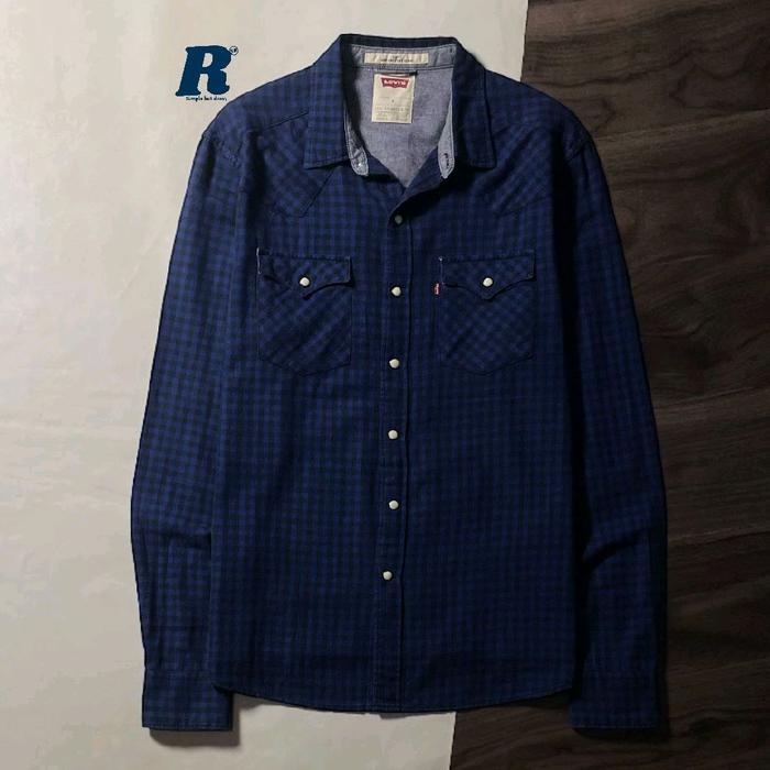 Kemeja Lengn Panjang Flannel Shirt Western Double Pocket LEVIS Size M Unisex 040