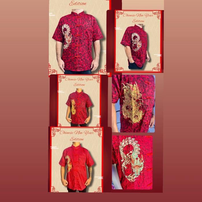 CHEONGSAM IMLEK CNY/BAJU SINCIA CHEONGSAM PRIA/KEMEJA MERAH PRIA IMLEK