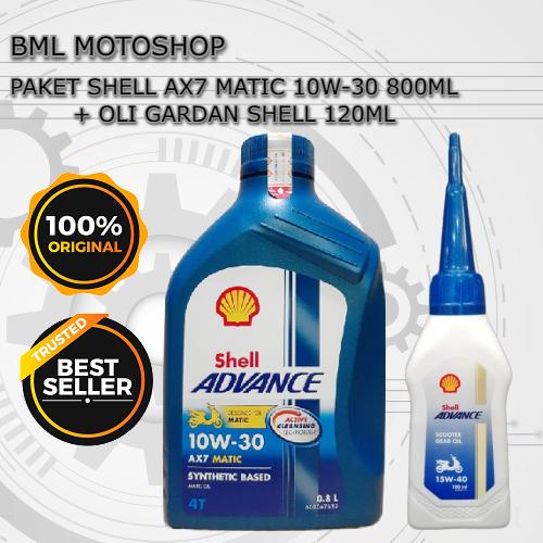BEST SELLER Paket Oli Shell Advance AX7 Matic 10W-30 800ml dan Oli Gardan Shell Orisinil AX7 Scooter