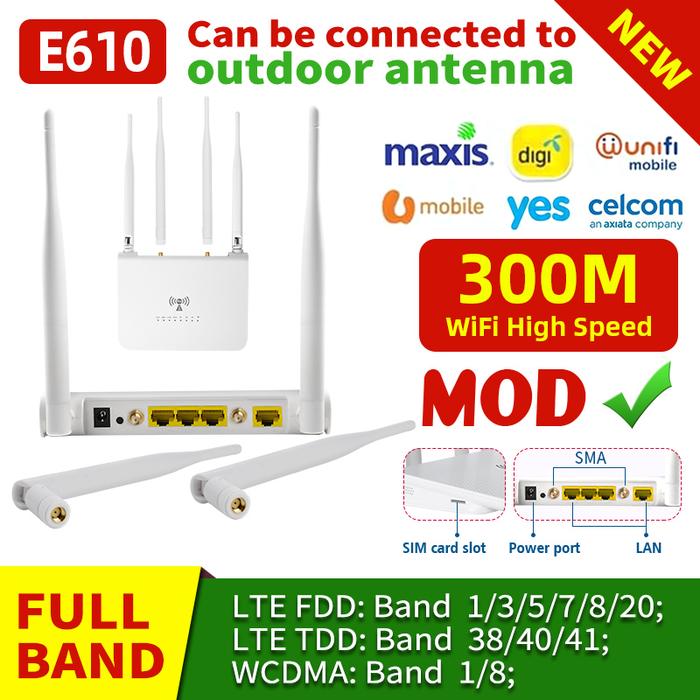 E610 300Mbps Networking Lte Home SMA External Antennas CPE RJ45 Port