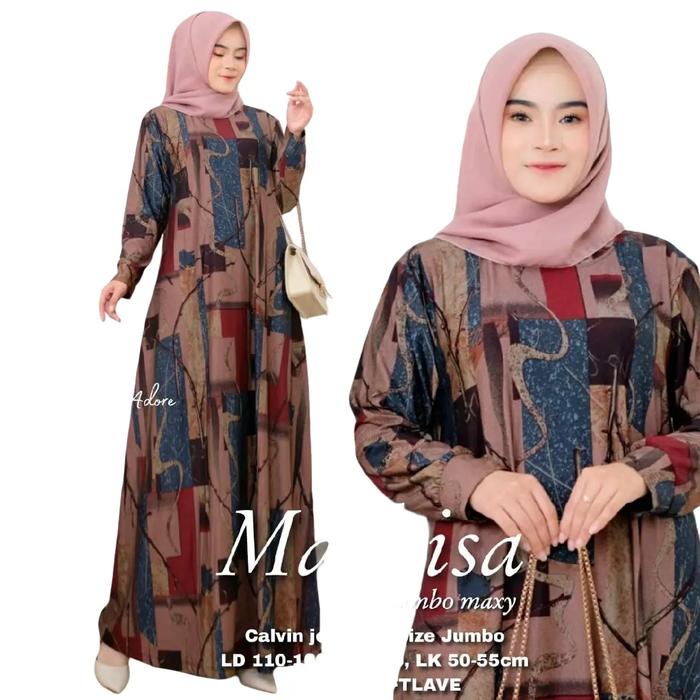 MARKISA JUMBO MAXY - GAMIS TERBARU CALVIN JEANS LD 110 MELAR 130 PB 137  TEBAL ADEM JATUH MOTIF MODE