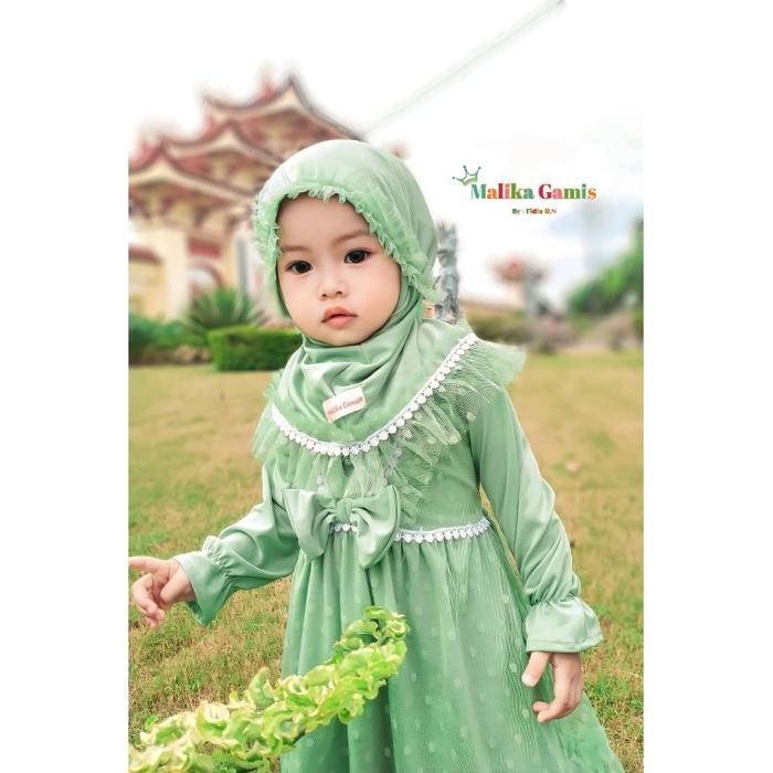 Baju Gamis Bayi Perempuan Plus Hijab - Gamis Bayi Brukat Tile Dot - Gamis Tile Dot - Gamis Pesta Bay