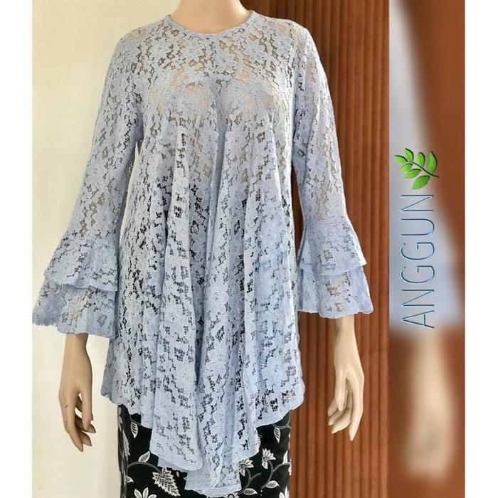 New Tunik Brukat Brokat Baby Blue Premium Import
