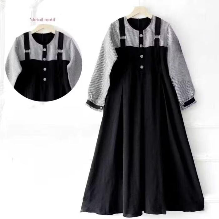 Baju Afia Dress Kids Gamis Anak Terbaru Bahan Crinkle Airflow Mix Katun Flanel Muslim Nyaman Panjang