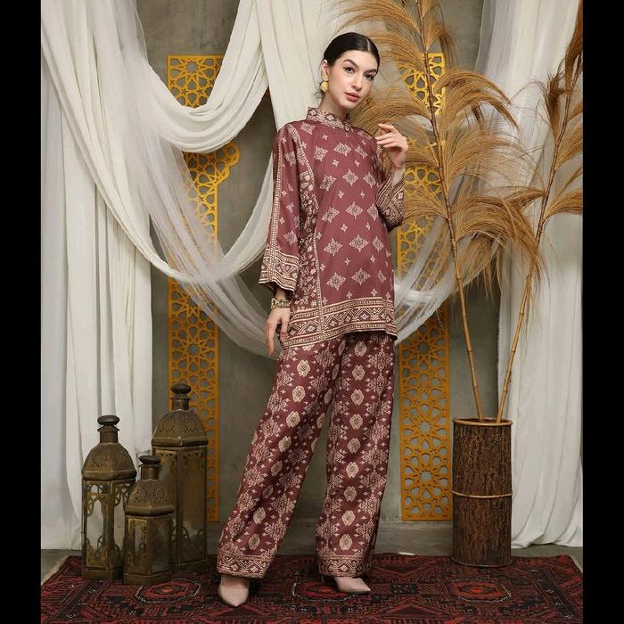 Setelan Celana Teracota | Setelan Celana Merah Bata | Setcel Premium | One Set Celana | Songket | Ba
