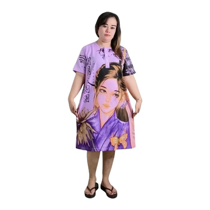 Daster kaos LD 120 Nyaman Tebal 3 PCS Motif Pendek Panjang Bumil Fit Kain Kerah Busui Lengan Hamil I