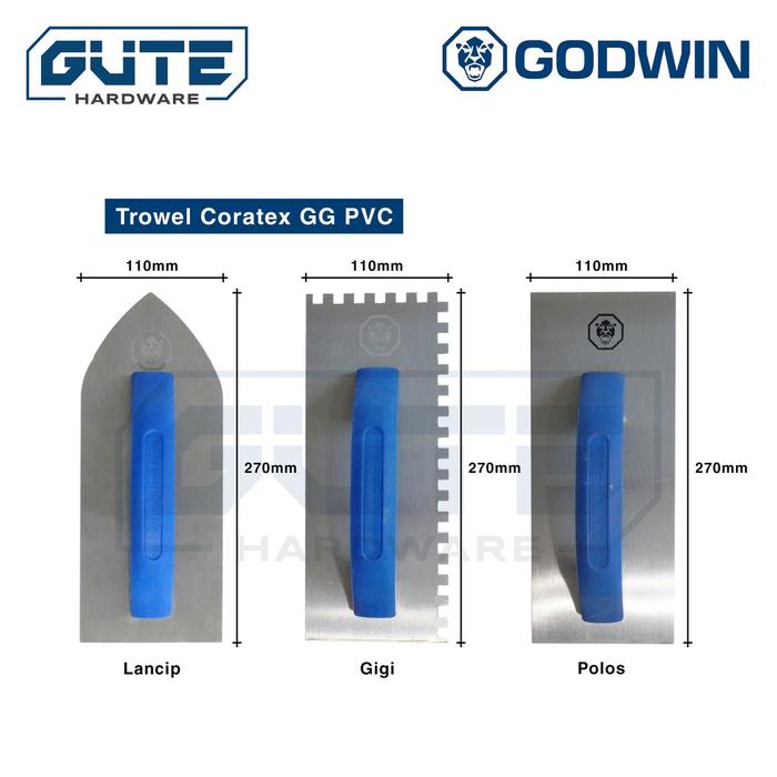 Plastering Trowel Asli Stainless "Godwin" / Roskam / Raskam / Sendok Semen Untuk Pasang Keramik GIGI