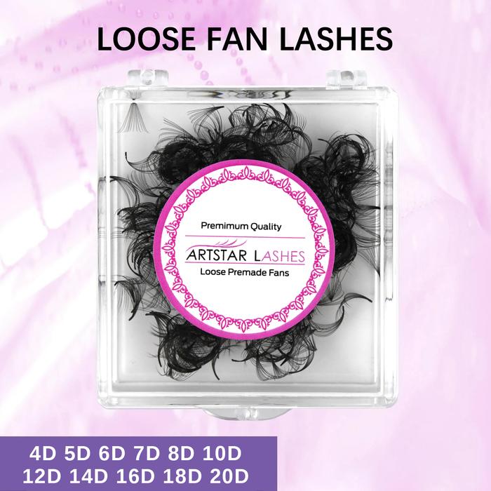 ARTSTAR 500 Fans Loose Fan Eyelash Extensions 4D to 20D Pointy Base Premade Volume Fans Long Stem Pr
