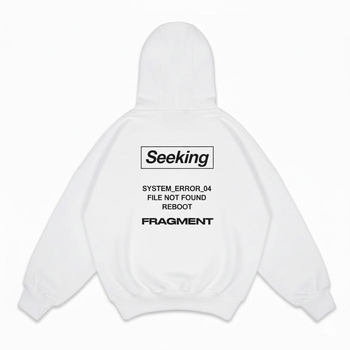Hoodie Boxy Oversize Seeking Error Fragment Reboot | Jaket Sweater Wanita Streetwear Basic White