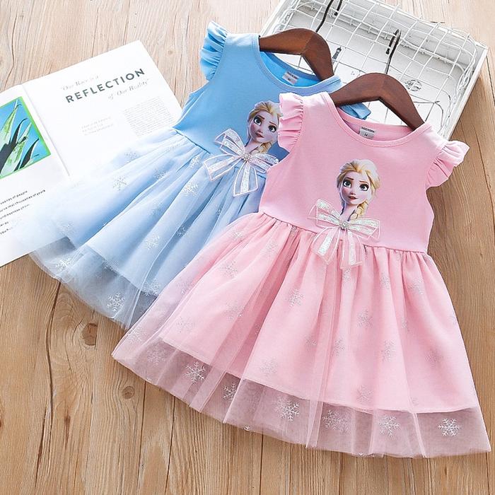 Kids 1-7 Tahun Gaun putri Elsa gadis baru baju bayi perempuan mesh Dress anak perempuan dress pesta 