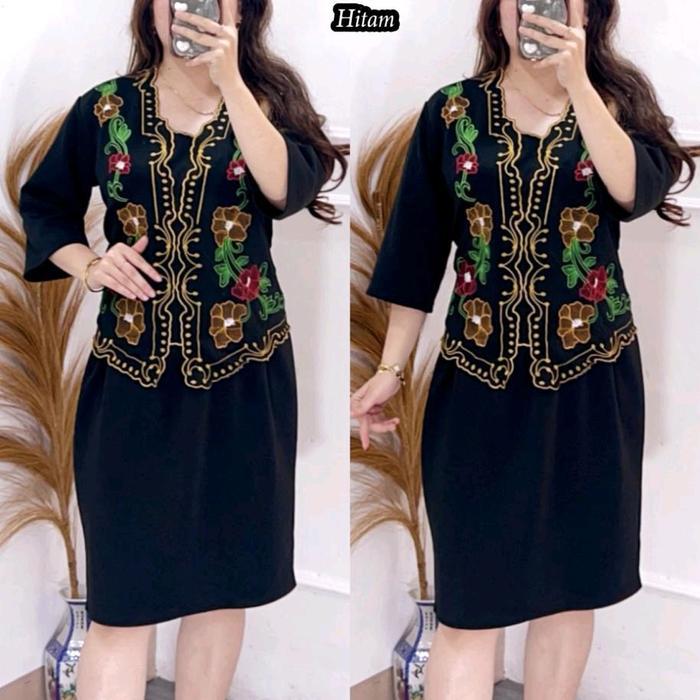 Setelan Rok 6152 / Setelan Celana 6151 Original Bordir Mat : Full Scuba Panjang cocok untuk di pakai