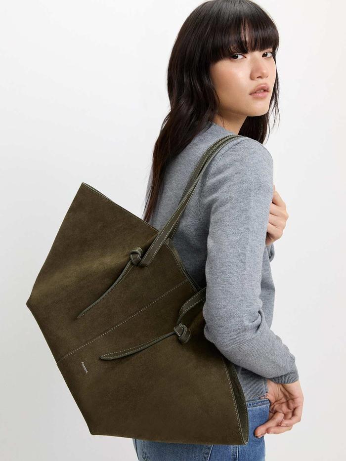 Pomelo - Tas Wanita - Suede Tote Bag - Olive