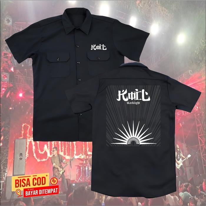 KEMEJA Workshit KOIL BLACKLIGHT HITAM DISTRO / kaos music / kaos Punk event / kaos band Koil Band Ba