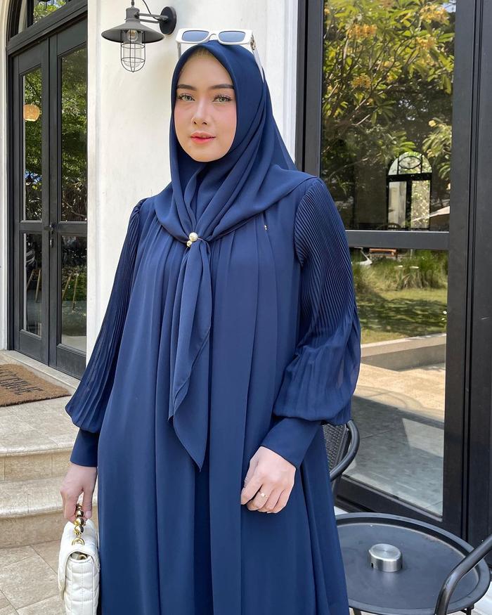 Gaya Modern dengan Gamis Full Ceruty Babydoll Terbaru untuk Semua Usia lengan plisket Wanita Muslim 
