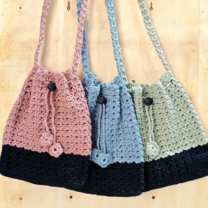 TAS SERUT MINI RAJUT / TAS HP RAJUT MODEL SERUT / SLINGBAG MINI RAJUT LUCU / Tas selempang serut