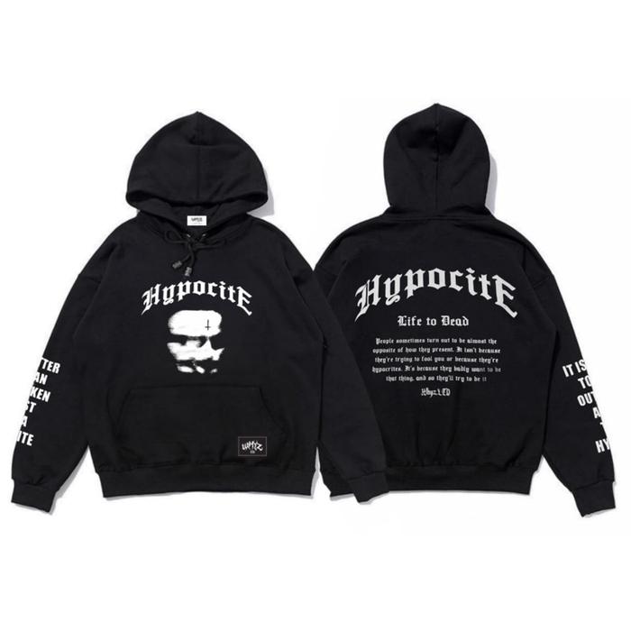 free gantungan kunci atau stiker Hoodie pria metal esthetic font acak unisex original punishment x h