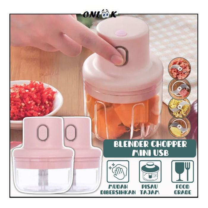 Blender Chopper Mini USB 100ML / Penggiling Bumbu Dapur Daging Ayam / Alat Penghalus Makanan Multifu