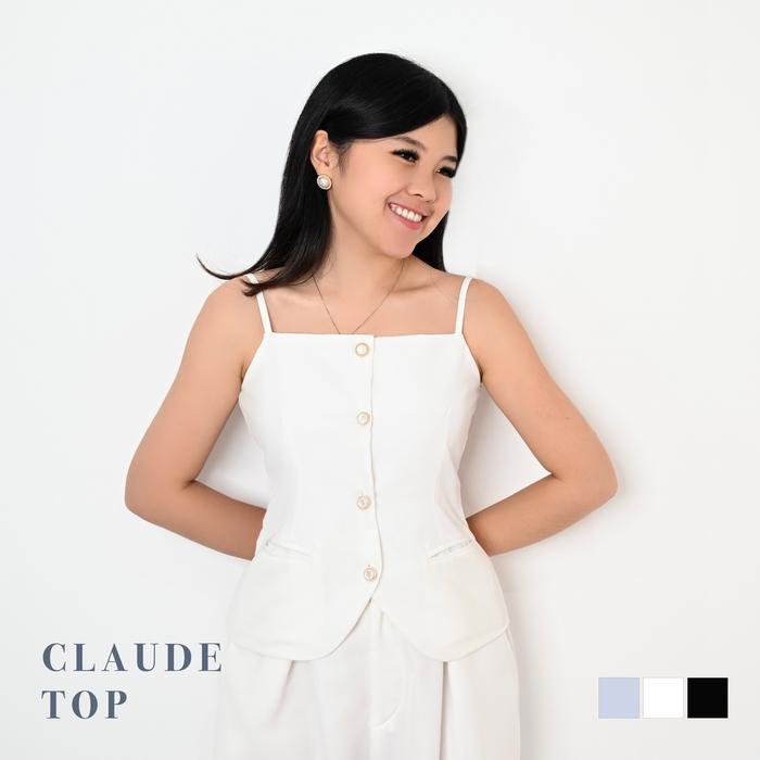 Claude Top - Everyday Sook | Pakaian Atasan Wanita | Korean Look Top | Gold Buttons Top