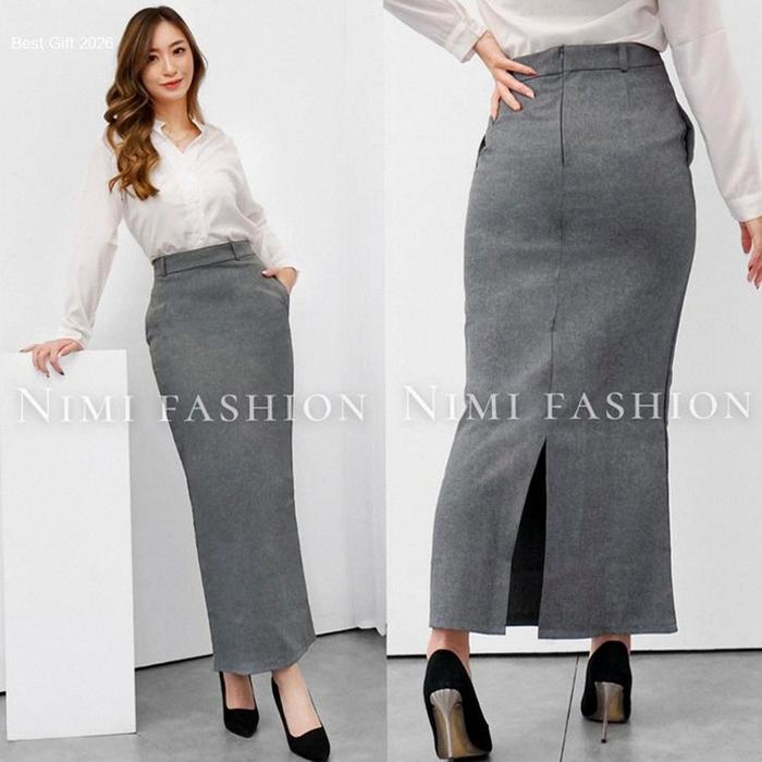 NIMI - Rok Span Belah Belakang Rok Kerja Wanita Panjang Rok Formal Kantor Wanita | Hot Item