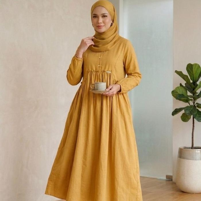 Midi Dress Gaitha Katun Linen by Cu2k Fashion