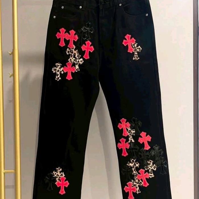 CHROME HEARTS RED PATCH JEANS