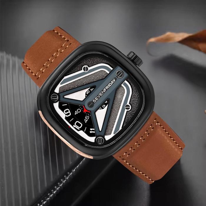JAM TANGAN SEVENFRIDAY SF-M2/01-8800 D4.8CM KULIT FULL EMBOS ORIGINAL PRIA WANITA