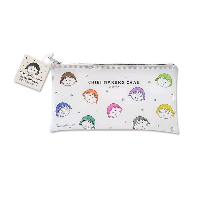 Slim Flat Pouch Chibi Maruko Chan Case Organizer White Pouch Pop Face