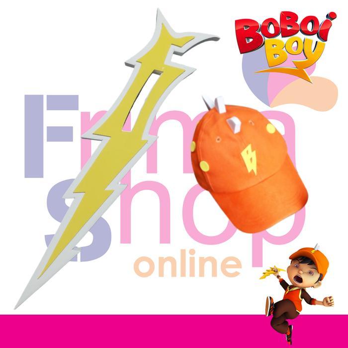 PAKET KOSTUM ANAK KERIS PETIR BOBOIBOY GALAXY TERBARU Fashion Costume - Topi+Keris Petir 1, M
