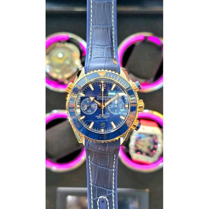 Jam Tangan Omega Seamaster Planet Ocean 600M Chronograph  Blue Dial Swiss Automatic Dm 44mm