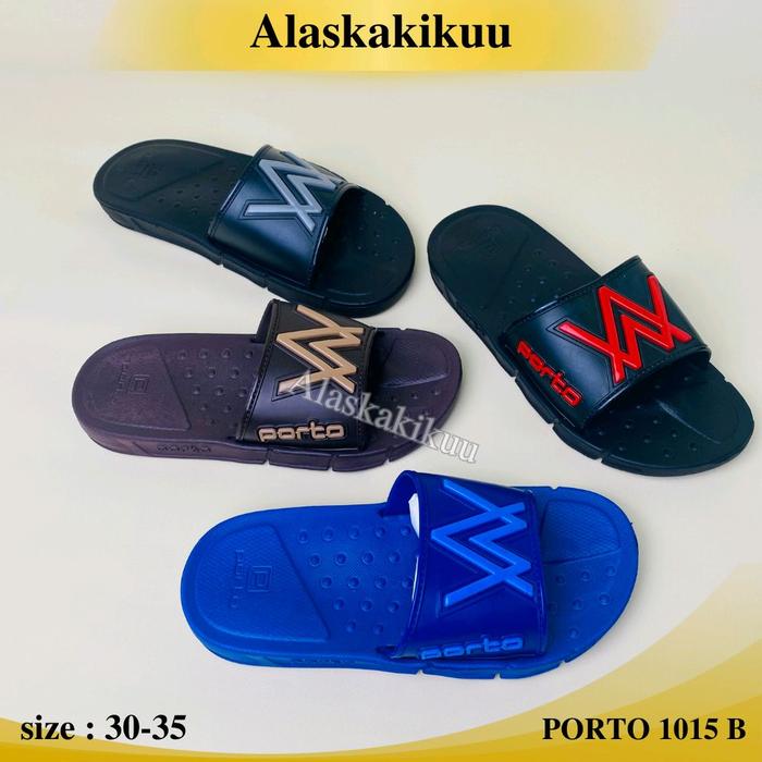 PORTO Sandal Pria Alan Walker 1015B Size 30-35 Selop Slide Slip On Karet Kasual Anti Slip