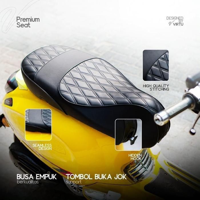 Jok Double Seat Virtu Model Diamond Yellow Vespa Sprint Primavera Iget L1